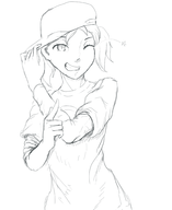 1girl artist:frequencyblue hat nanako_dojima persona persona_(series) persona_4 shin_megami_tensei sketch twintails wink // 2460x3000 // 1.2MB