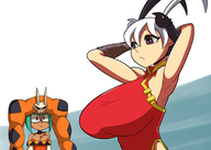 2girls artist:tsuchihara breast_envy cerebella feng huge_breasts skullgirls // 1754x1240 // 364KB