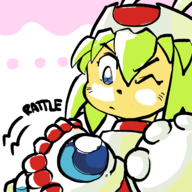 1girl artist:deeznutterbutterz green_hair marina_liteyears mischief_makers one_eye_closed robot_girl shaking text // 2500x2500 // 822KB