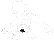 1girl artist:unknown ass blazblue chachakaka hoodie jack-o'_crouch_pose lineart tail // 2705x2063 // 543KB