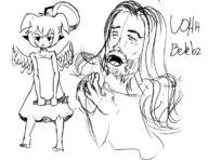1boy 1girl angel artist:unknown beebz demon_turf freckles halo jesus loli wand wings // 1147x882 // 403KB