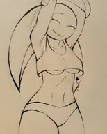 1girl AMPP anthro armpit artist:M1nty friday_night_funkin' furry panties stretching traditional_medium underboob // 1331x1657 // 1.2MB