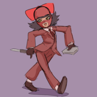 1girl artist:rommi cosplay knife mask olivia_mann spy team_fortress_2 // 600x600 // 129KB