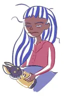 1girl Anubia artist:LunaSymphony blanket colored pajamas potionomics purple_hair sleepy solo yellow_eyes // 297x419 // 28KB