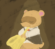 1boy animal animal_crossing colored instrument nintendo saxophone simple_background tom_nook // 900x800 // 473KB