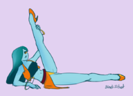 1girl artist:blindwildcat colored enter_the_gungeon midriff panties pose stretching synergrace upskirt // 900x653 // 135KB