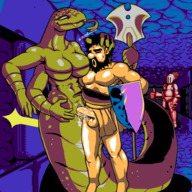 1girl 2boys anthro artist:gum balls breasts cleavage colored hand_gesture huge_breasts knight penis pussy sex shield snake tagme thumbs_up UFO_50 vaginal // 2000x2000 // 1.4MB
