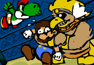colored paper_mario rawk_hawk super_mario wrestling yoshi // 799x557 // 47KB