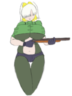 1girl artist:unknown cosplay doom doomguy elegg gun huge_breasts nikke // 750x1000 // 149KB