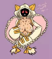 1girl artist:grizzly blazblue breasts colored dark_skin frown nipples sweat taokaka // 774x875 // 143KB