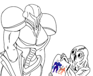 1girl 2boys artist:scorndude dark_samus drawing metroid metroid_prime mold_man scorn scorn_guy // 1713x1402 // 622KB