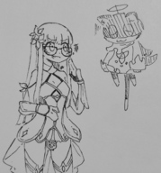 1boy 1girl artist:evilvileveil cosplay futaba_sakura genshin_impact lumine morgana paimon persona persona_5 // 2170x2334 // 2.7MB