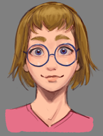 1girl artist:kujalla blue_eyes glasses mii portrait solo wii // 1280x1690 // 1.4MB