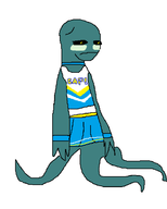 alien artist:laweaacosadora cheerleader cosplay mspaint oc rebecca_chambers resident_evil resident_evil_0 skirt yellow_eyes // 498x621 // 16KB