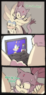 1girl 2boys artist:nokonorii blaze_the_cat computer silver_the_hedgehog sonic_(series) sonic_the_hedgehog text // 1086x2231 // 1.4MB