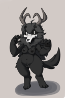 1girl anthro antlers areola areolae artist:krimble blush breasts chibi colored furry huge_breasts malo nipples pussy scp-1741 scp_foundation skull third-party_coloring // 600x900 // 219KB