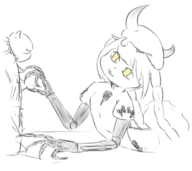 1girl abyssal abyssal_nimbus_hime artist:evilvileveil braids horns kantai_collection yellow_eyes // 360x320 // 72KB