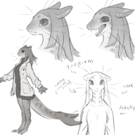 1girl anthro artist:unknown coat colored face furry head lab_coat looking_at_viewer multiple_poses not_vidya original_character seal skintight skintight_suit tail text // 2000x2000 // 1.7MB