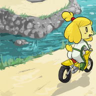 animal_crossing biker_suit colored isabelle motorbike // 800x800 // 464KB