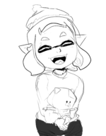 1girl artist:justdavefnd christmas eyes_closed happy hat inkling inkling_girl judd monochrome pointy_ears santa_hat sketch splatoon sweater // 1800x2300 // 693KB