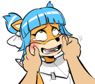 1girl blue_hair blush crash_bandicoot_(series) crash_team_racing crash_team_racing_nitro-fueled edit furry megumi_bandicoot pinch tears // 550x487 // 23KB