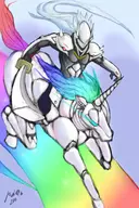 blazblue colored hakumen rainbow robot_unicorn robot_unicorn_attack sword // 1200x1800 // 396KB