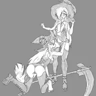 blush fatima luminous_arc monochrome vanessa_(luminous_arc) yuri // 750x750 // 207KB