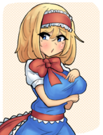 1girl alice_margatroid artist:triggerdex colored huge_breasts touhou // 709x923 // 863KB