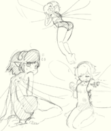 1boy 1girl artist:HinaZ0 ass blush eyes_closed fairy finger flying gallica looking_at_viewer looking_back masturbation metaphor_refantazio monochrome multiple_poses sketch sweat sweating swimsuit // 850x1000 // 202KB