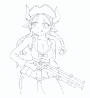 artist:nininho draph etrian_odyssey etrian_odyssey_iii gun horns pirate traditional_medium // 1401x1529 // 1.8MB