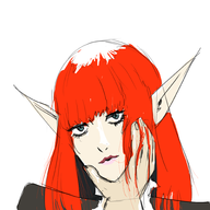 1girl artist:unknown blue_eyes colored elf hand_on_cheek hunkelberg lipstick looking_at_viewer metaphor_refantazio redhead sketch // 2000x2000 // 940KB