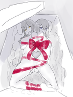 2girls aradia artist:frequencyblue bloodstained bloodstained_ritual_of_the_night blue_eyes braid colored miriam naked_ribbon night_of_revenge nude ribbon yellow_eyes // 1500x2000 // 1.3MB