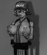 1girl artist:stupidretard astral_chain huge_breasts marie_wentz nipple_piercings topless // 747x875 // 80KB