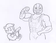 bane cia_agent dc_comics gun monochrome parody rhythm_heaven // 676x524 // 78KB