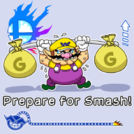 colored lifting logo money_bags super_smash_bros wario warioware // 900x900 // 325KB