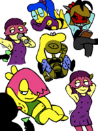 1boy 5girls anthology_of_the_killer armpit artist:2x ball_joint bb bunny_suit clarice colored director_bosso_(new) doll_joints dollar glasses licking marcie money panties playboy_bunny pose presenting prostitution seducing seductive seductive_pose sweat sweating tagme thigh_highs wink zz // 600x800 // 88KB