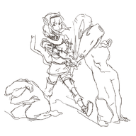 artist:noodle ffxi final_fantasy final_fantasy_xi fish mithra monochrome sketch // 800x800 // 232KB