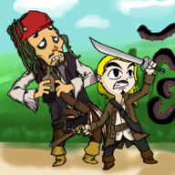 colored crossover jack_sparrow linebeck link parody phantom_hourglass pirates_of_the_caribbean tentacles the_legend_of_zelda will_turner // 1390x1390 // 1.4MB