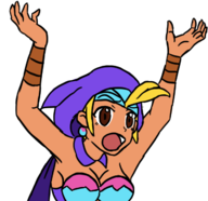 1girl blonde_hair brown_eyes colored dark_skin earrings parody shantae_(series) sky sky_(shantae) wayforward // 644x625 // 155KB