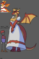 1boy 1girl ? anthro artist:lxn artist_signature breasts cleavage colored dragon dragon_girl feet huge_breasts looking_down mario princess_peach question_mark smile smiling suggestive super_mario super_mario_bros. tail text wings // 1000x1500 // 61KB