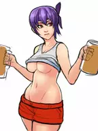 artist:greenmarine ayane beer colored dead_or_alive hooters purple_hair red_eyes underboob // 1123x1500 // 142KB