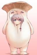 1girl ahoge artist:pailolidrawfag blue_eyes blush bow braid colored costume grey_hair idolm@ster mushroom_parent smile syoko_hoshi zipper // 1533x2305 // 1.6MB