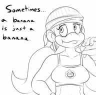 artist:davidsanchan banana donkey_kong_(series) eating text tiny_kong // 950x938 // 86KB