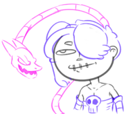 1girl artist:r0cketjumper flat_chest leviathan skullgirls squigly // 609x524 // 98KB