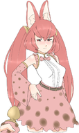 1girl animal_ears animal_print artist:unknown butt_plug cosplay fire_emblem kemono_friends red_eyes red_hair serval severa tail_plug twintails // 733x1233 // 407KB
