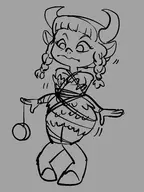 1girl artist:gusgux krista monochrome no_background satyr sketch spyro_(series) tangled yo-yo // 1620x2160 // 404KB