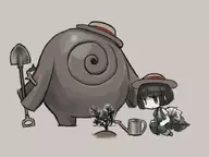 1girl a_rose_in_the_twilight colored giant_(a_rose_in_the_twilight) golem hat plant rose rose_and_the_old_castle_of_twilight shovel // 895x669 // 61KB