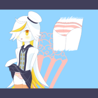 1girl artist:kerriska ass blonde_hair colored hat long_hair memoca panties popcorn skirt skirt_lift thigh_highs tongue wadanohara_and_the_great_blue_sea white_hair yellow_eyes // 3000x3000 // 1.1MB