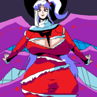 1girl artist:2hufag mature_female red_eyes shinki side_ponytail touhou white_hair // 400x400 // 23KB