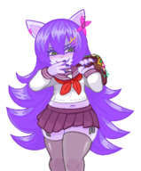 1girl artist:2x bag blush holding holding_object league_of_legends looking_at_viewer lulu navel school_uniform schoolgirl schoolgirl_uniform skirt smile smiling smug thigh_highs tummy yordle // 568x685 // 46KB